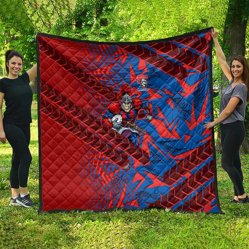Newcastle Knights Rugby Quilt Fierce Mascot Geometric Tribal Art