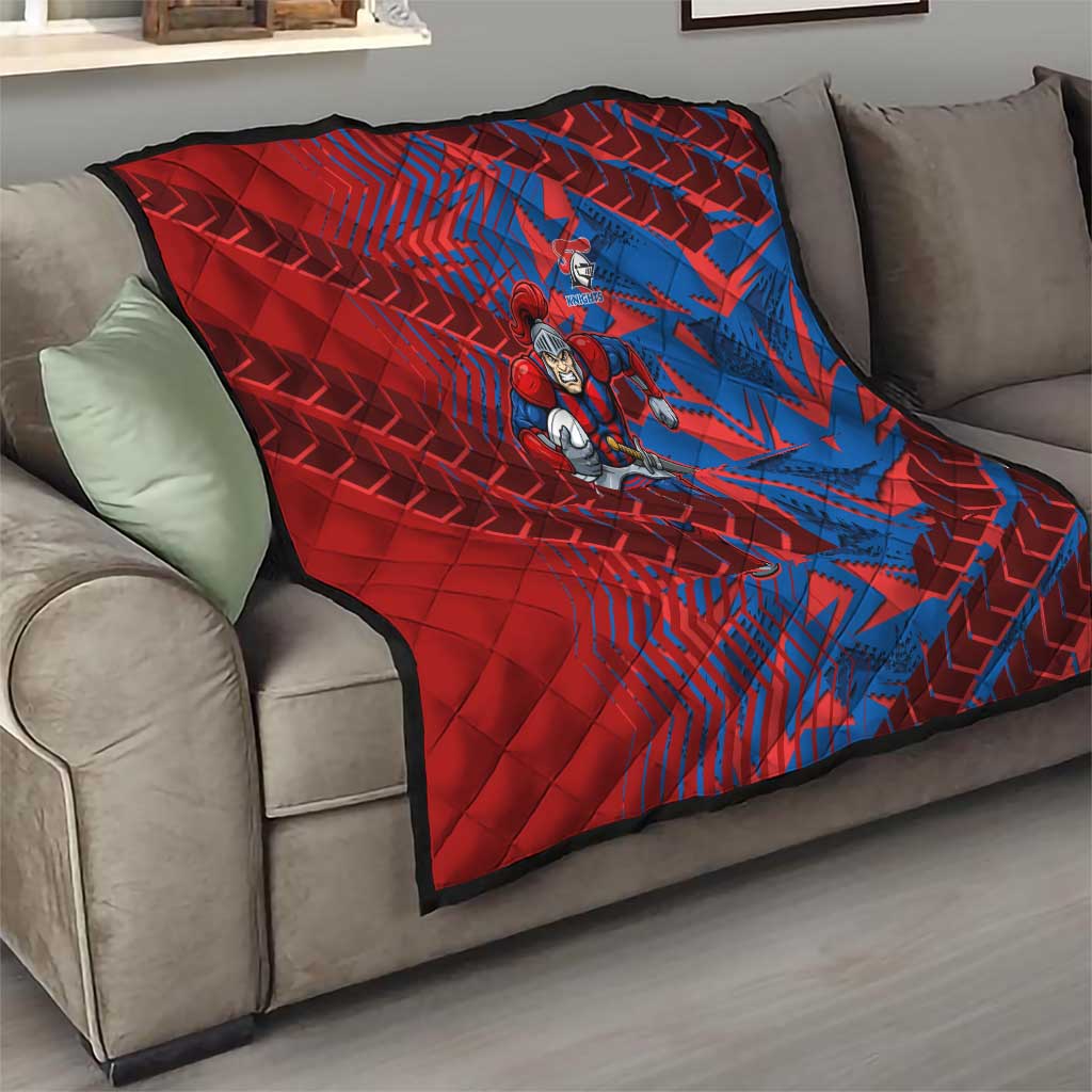 Newcastle Knights Rugby Quilt Fierce Mascot Geometric Tribal Art