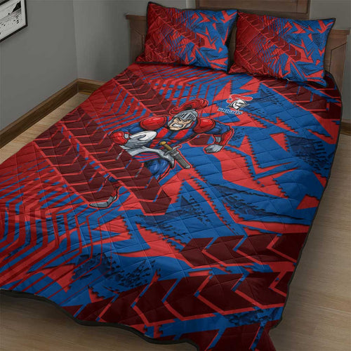 Newcastle Knights Rugby Quilt Bed Set Fierce Mascot Geometric Tribal Art