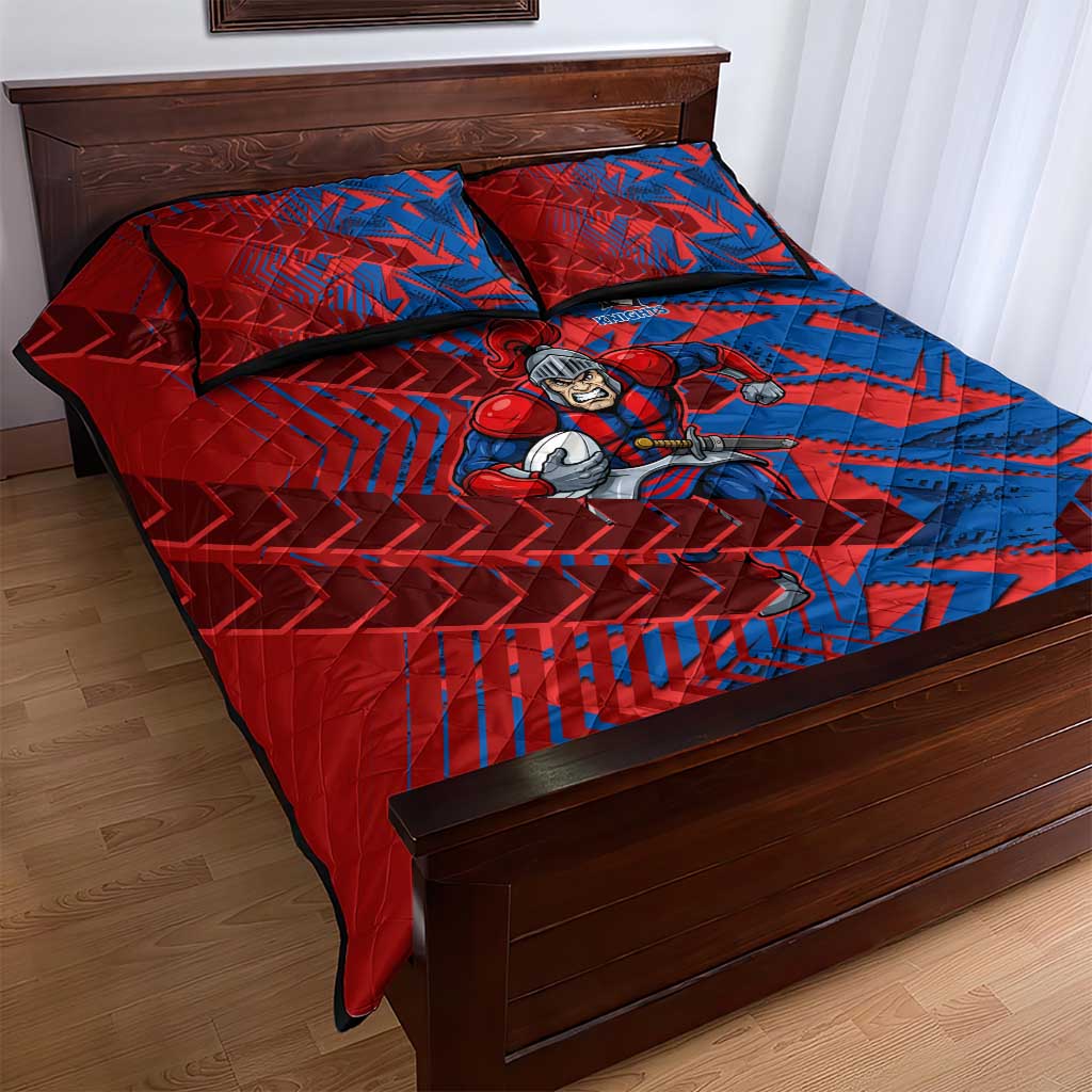 Newcastle Knights Rugby Quilt Bed Set Fierce Mascot Geometric Tribal Art