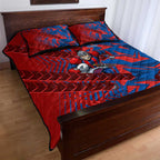 Newcastle Knights Rugby Quilt Bed Set Fierce Mascot Geometric Tribal Art