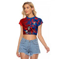 Newcastle Knights Rugby Raglan Cropped T Shirt Fierce Mascot Geometric Tribal Art