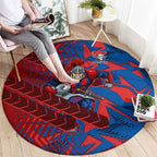 Newcastle Knights Rugby Round Carpet Fierce Mascot Geometric Tribal Art