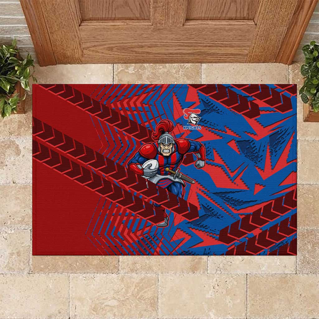 Newcastle Knights Rugby Rubber Doormat Fierce Mascot Geometric Tribal Art