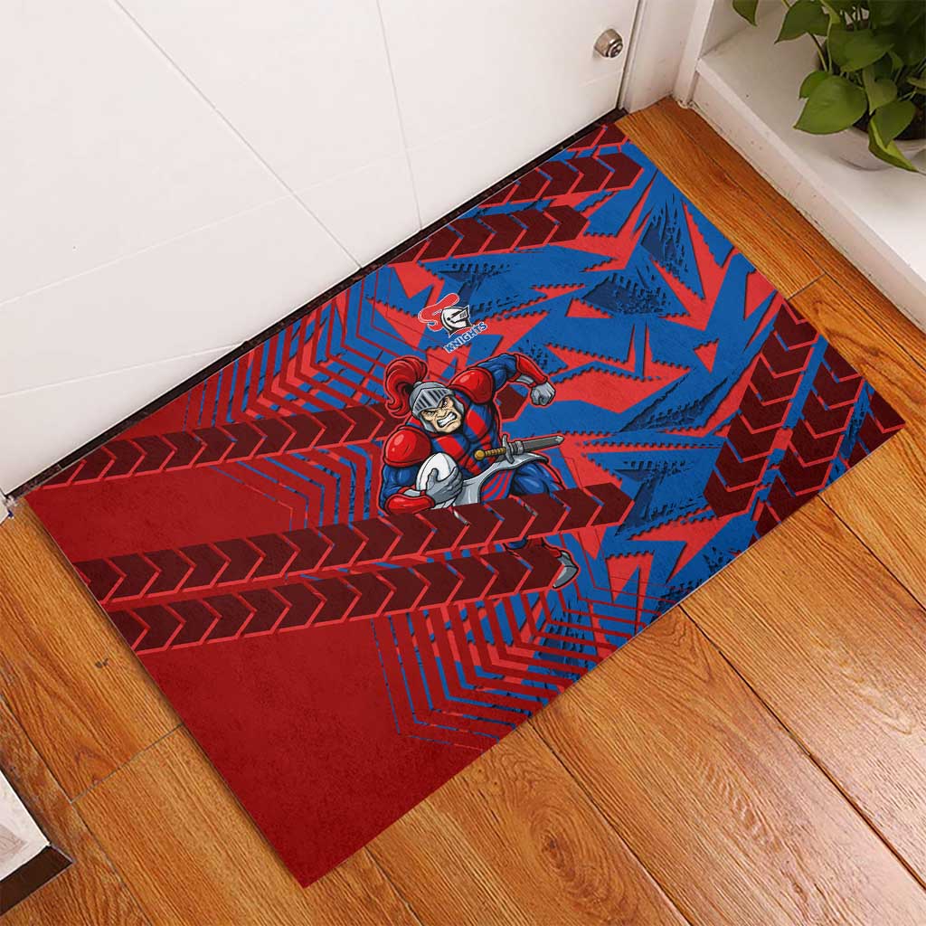 Newcastle Knights Rugby Rubber Doormat Fierce Mascot Geometric Tribal Art