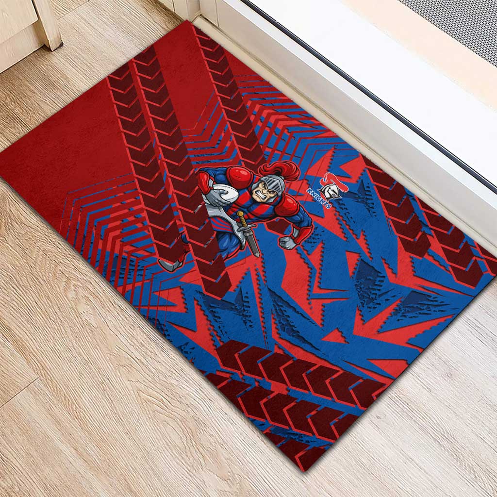 Newcastle Knights Rugby Rubber Doormat Fierce Mascot Geometric Tribal Art