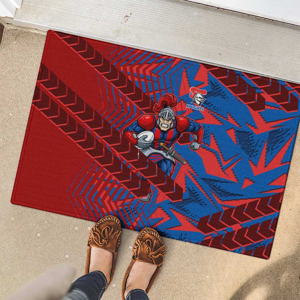 Newcastle Knights Rugby Rubber Doormat Fierce Mascot Geometric Tribal Art