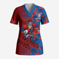 Newcastle Knights Rugby Scrub Top Fierce Mascot Geometric Tribal Art
