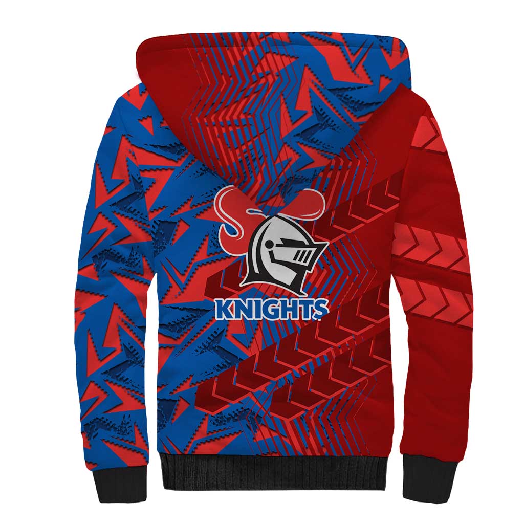 Newcastle Knights Rugby Sherpa Hoodie Fierce Mascot Geometric Tribal Art
