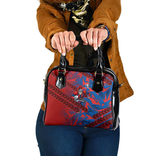 Newcastle Knights Rugby Shoulder Handbag Fierce Mascot Geometric Tribal Art