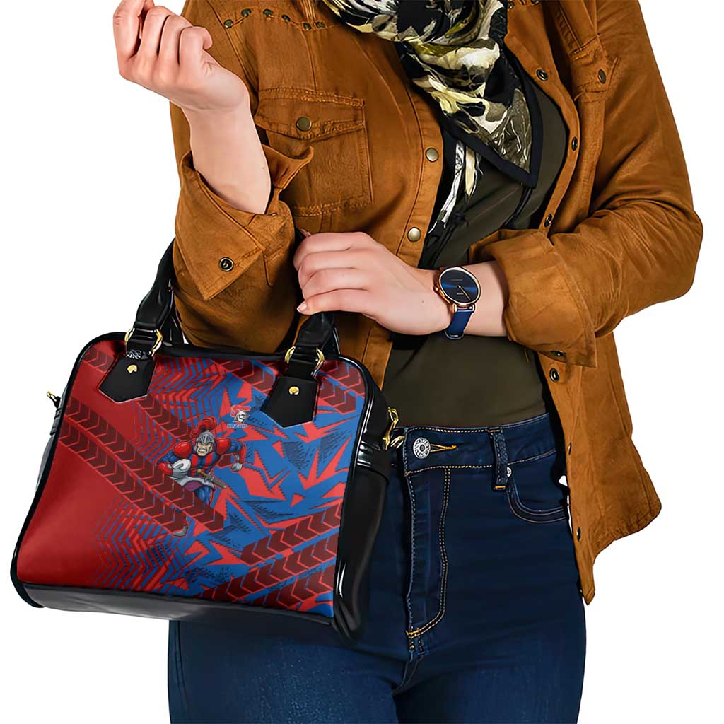 Newcastle Knights Rugby Shoulder Handbag Fierce Mascot Geometric Tribal Art