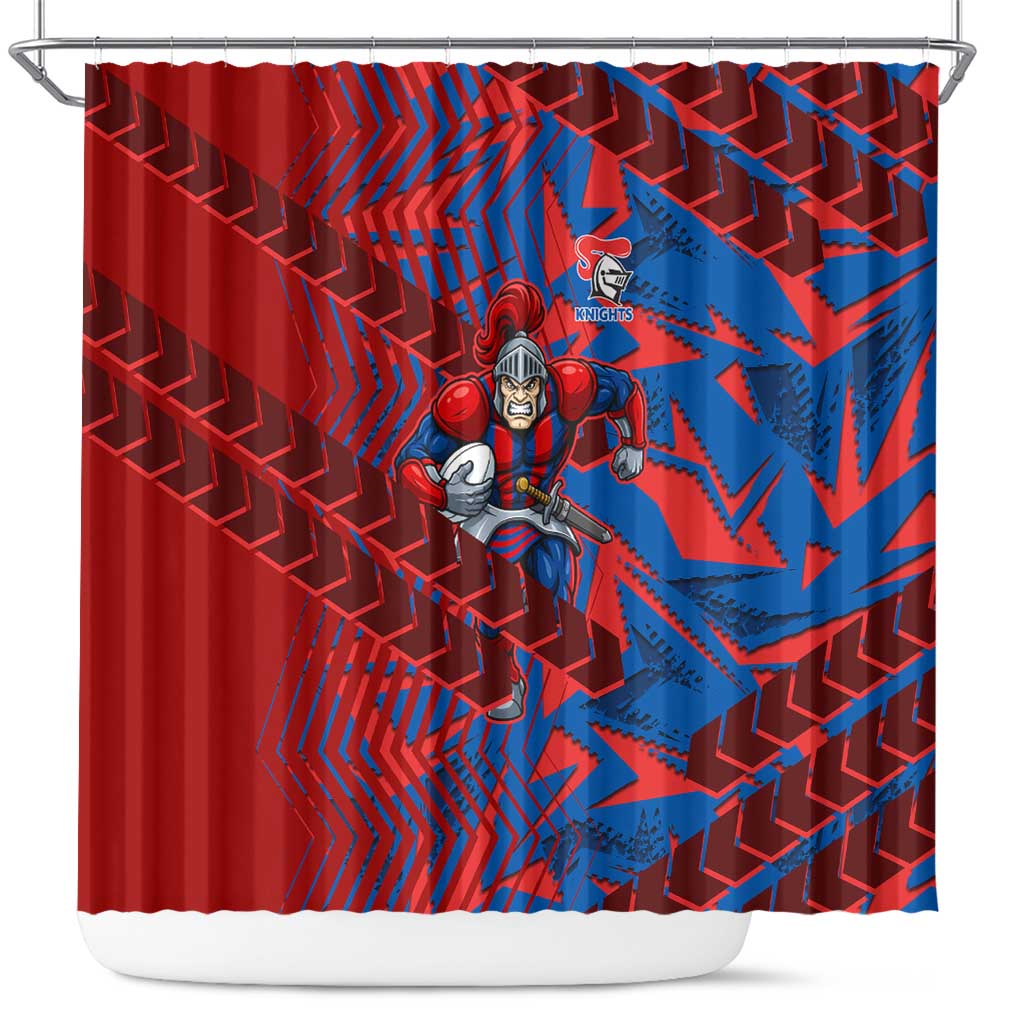 Newcastle Knights Rugby Shower Curtain Fierce Mascot Geometric Tribal Art