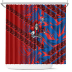 Newcastle Knights Rugby Shower Curtain Fierce Mascot Geometric Tribal Art