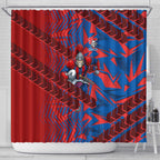 Newcastle Knights Rugby Shower Curtain Fierce Mascot Geometric Tribal Art