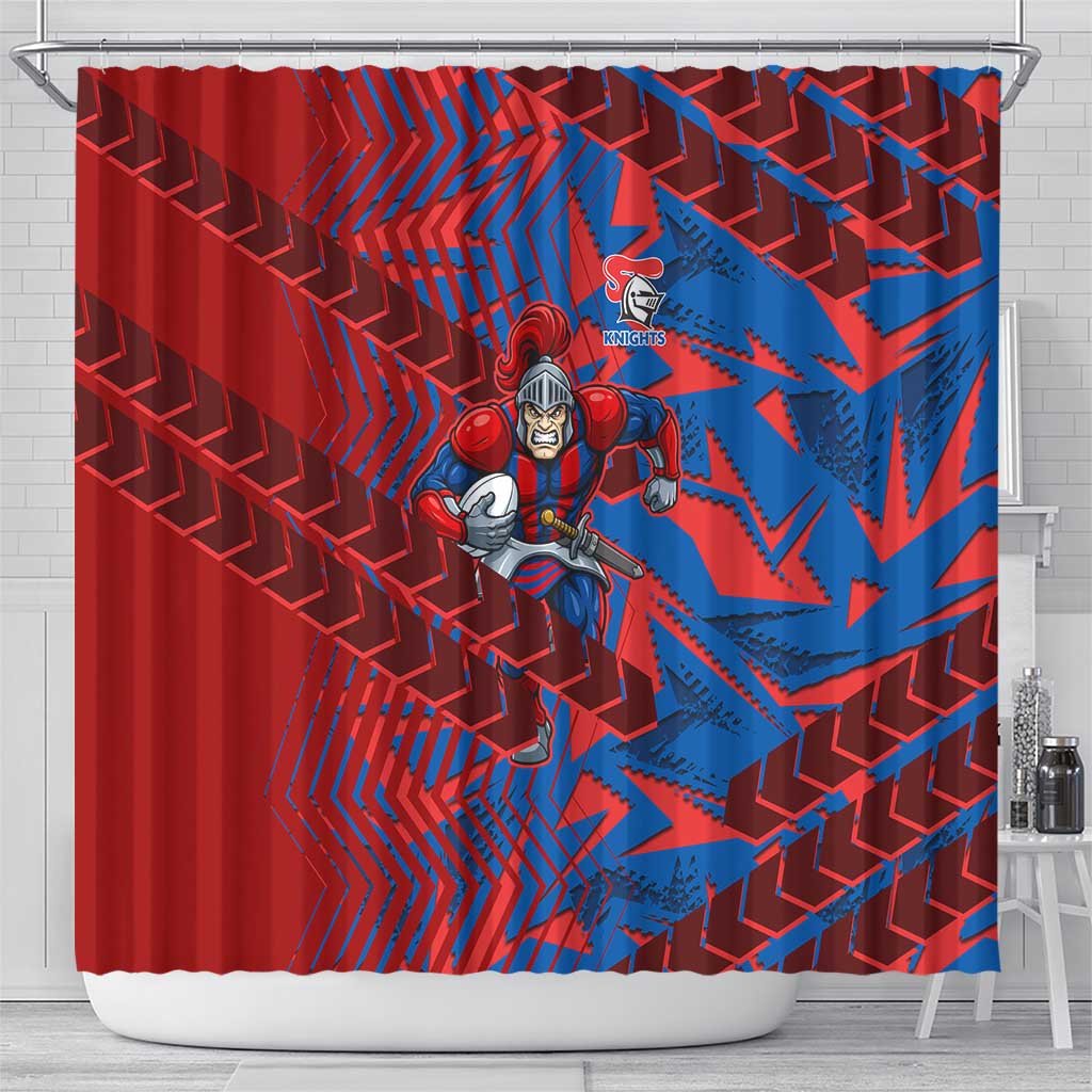 Newcastle Knights Rugby Shower Curtain Fierce Mascot Geometric Tribal Art