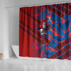 Newcastle Knights Rugby Shower Curtain Fierce Mascot Geometric Tribal Art