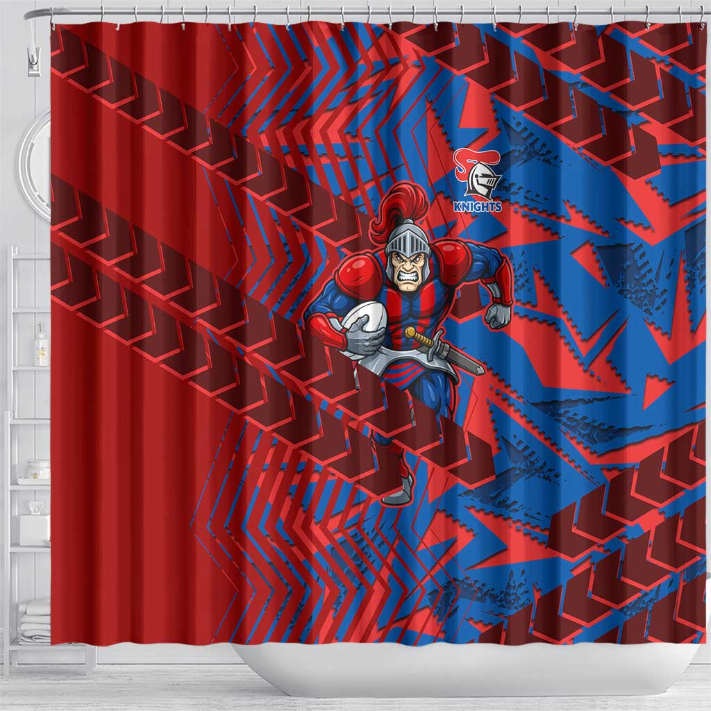 Newcastle Knights Rugby Shower Curtain Fierce Mascot Geometric Tribal Art
