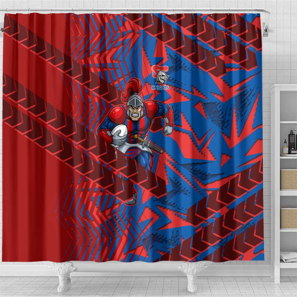 Newcastle Knights Rugby Shower Curtain Fierce Mascot Geometric Tribal Art