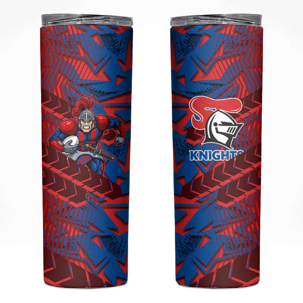 Newcastle Knights Rugby Skinny Tumbler Fierce Mascot Geometric Tribal Art