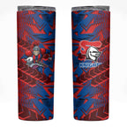 Newcastle Knights Rugby Skinny Tumbler Fierce Mascot Geometric Tribal Art