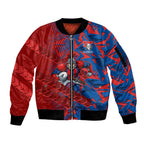 Newcastle Knights Rugby Sleeve Zip Bomber Jacket Fierce Mascot Geometric Tribal Art
