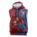 Newcastle Knights Rugby Sleeveless Hoodie Fierce Mascot Geometric Tribal Art
