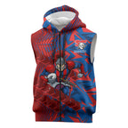 Newcastle Knights Rugby Sleeveless Zip Hoodie Fierce Mascot Geometric Tribal Art