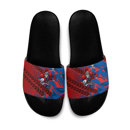 Newcastle Knights Rugby Slide Sandals Fierce Mascot Geometric Tribal Art