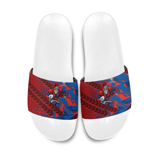 Newcastle Knights Rugby Slide Sandals Fierce Mascot Geometric Tribal Art