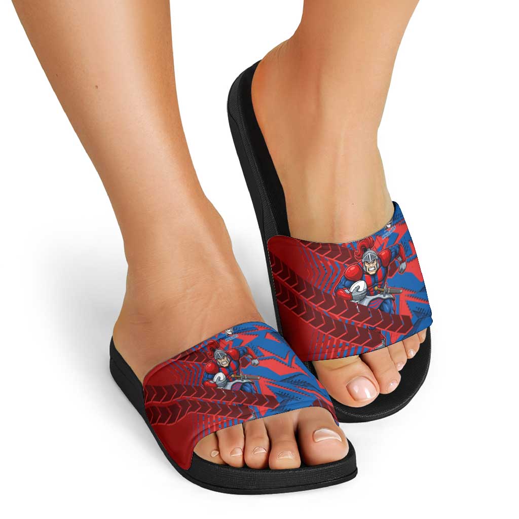 Newcastle Knights Rugby Slide Sandals Fierce Mascot Geometric Tribal Art