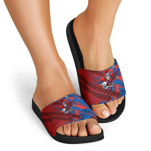 Newcastle Knights Rugby Slide Sandals Fierce Mascot Geometric Tribal Art