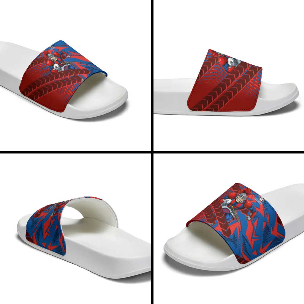 Newcastle Knights Rugby Slide Sandals Fierce Mascot Geometric Tribal Art