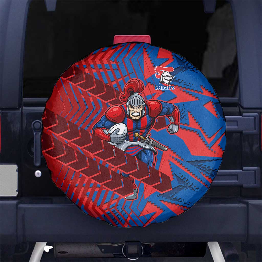 Newcastle Knights Rugby Spare Tire Cover Fierce Mascot Geometric Tribal Art