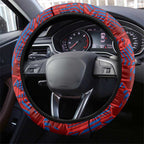 Newcastle Knights Rugby Steering Wheel Cover Fierce Mascot Geometric Tribal Art