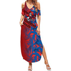 Newcastle Knights Rugby Summer Maxi Dress Fierce Mascot Geometric Tribal Art