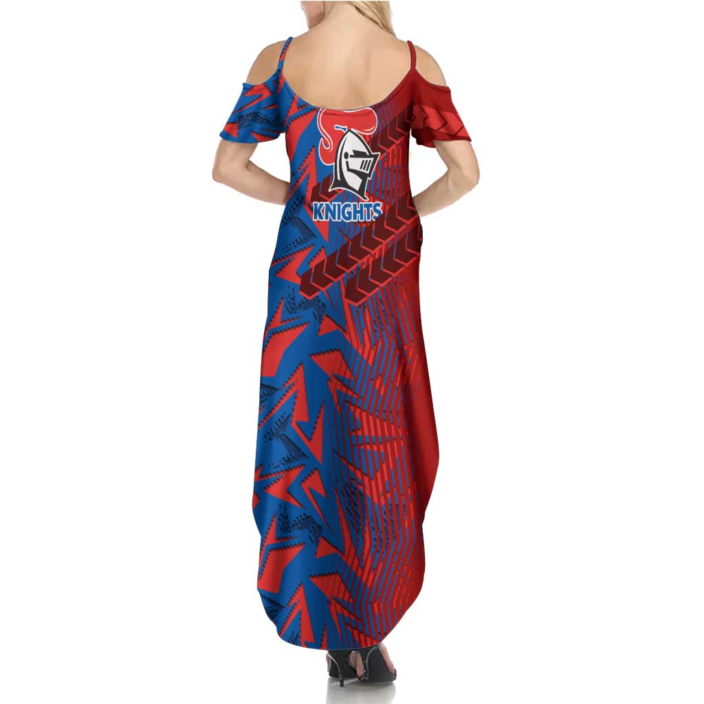 Newcastle Knights Rugby Summer Maxi Dress Fierce Mascot Geometric Tribal Art