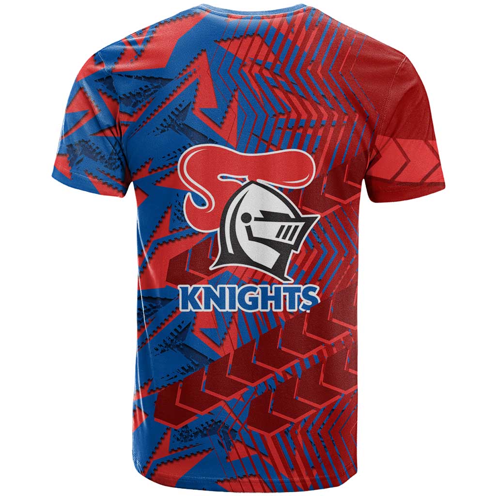 Newcastle Knights Rugby T Shirt Fierce Mascot Geometric Tribal Art