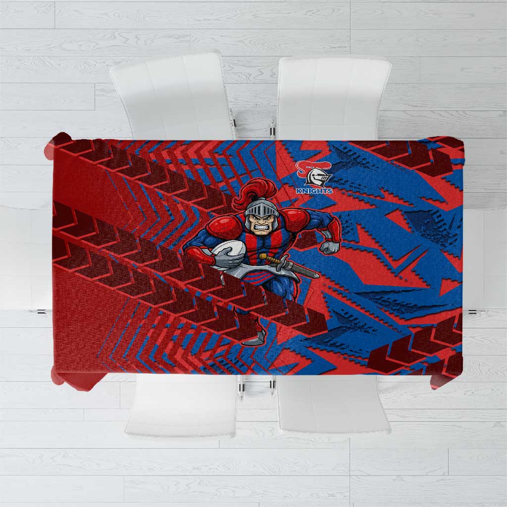 Newcastle Knights Rugby Tablecloth Fierce Mascot Geometric Tribal Art