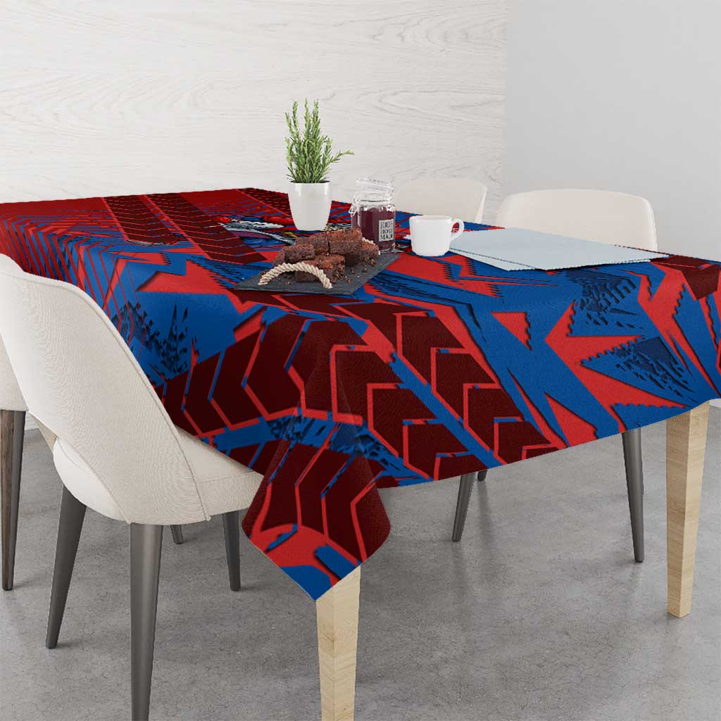Newcastle Knights Rugby Tablecloth Fierce Mascot Geometric Tribal Art