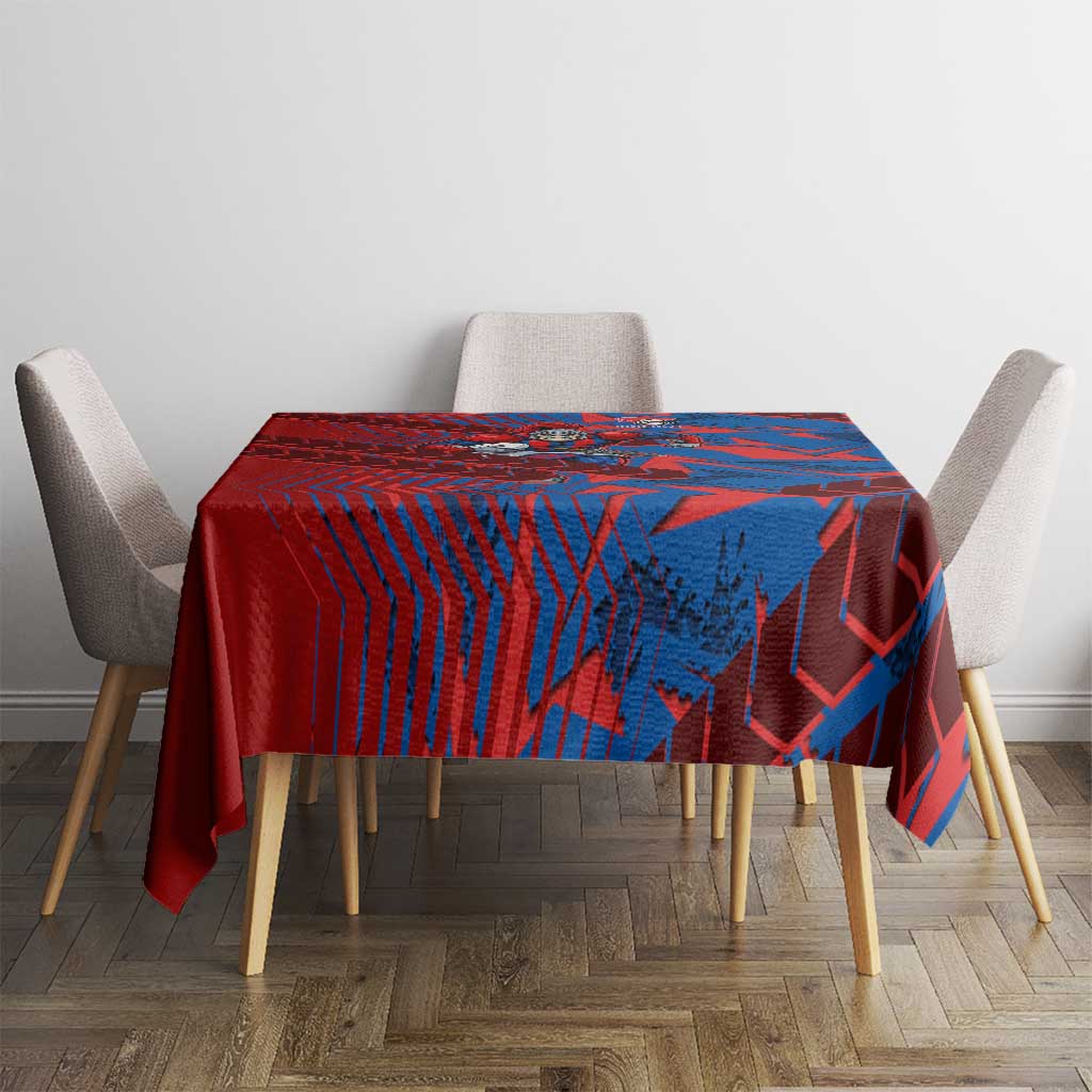 Newcastle Knights Rugby Tablecloth Fierce Mascot Geometric Tribal Art
