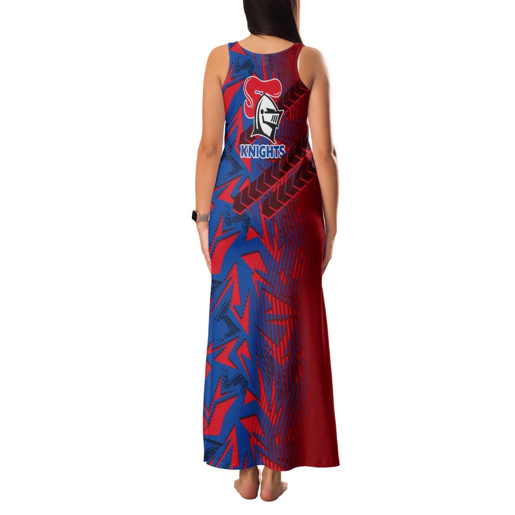 Newcastle Knights Rugby Tank Maxi Dress Fierce Mascot Geometric Tribal Art
