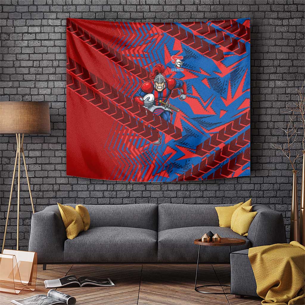 Newcastle Knights Rugby Tapestry Fierce Mascot Geometric Tribal Art