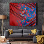 Newcastle Knights Rugby Tapestry Fierce Mascot Geometric Tribal Art