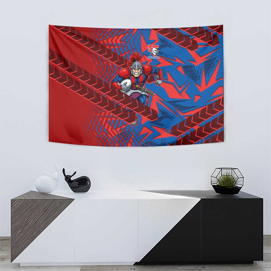 Newcastle Knights Rugby Tapestry Fierce Mascot Geometric Tribal Art