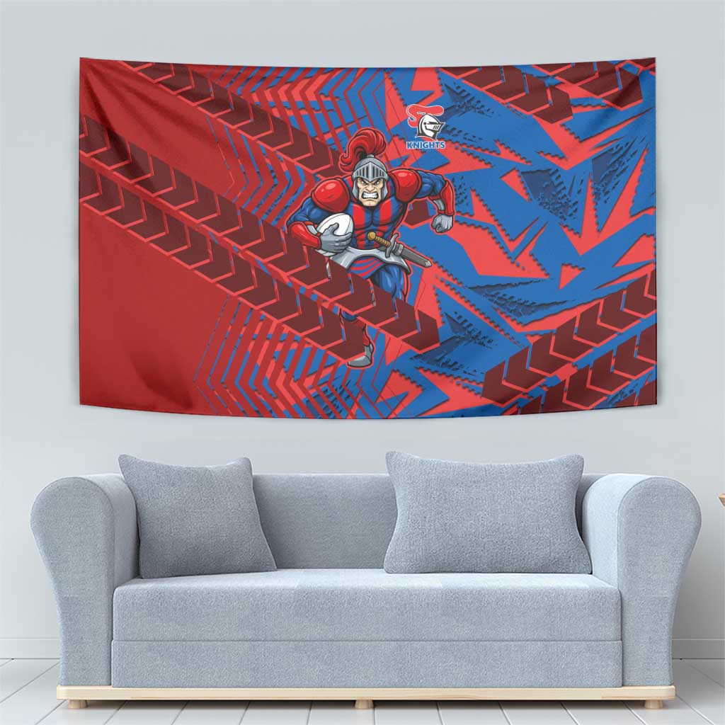 Newcastle Knights Rugby Tapestry Fierce Mascot Geometric Tribal Art