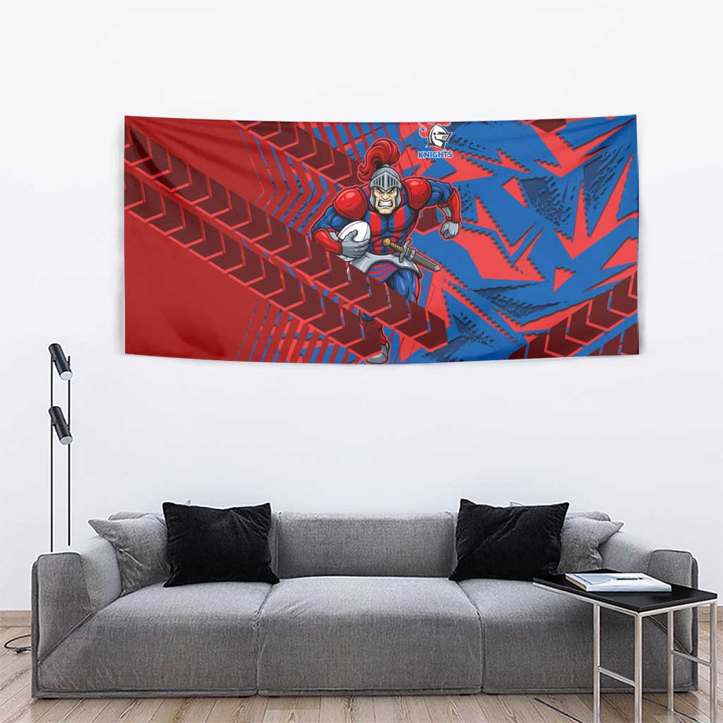 Newcastle Knights Rugby Tapestry Fierce Mascot Geometric Tribal Art