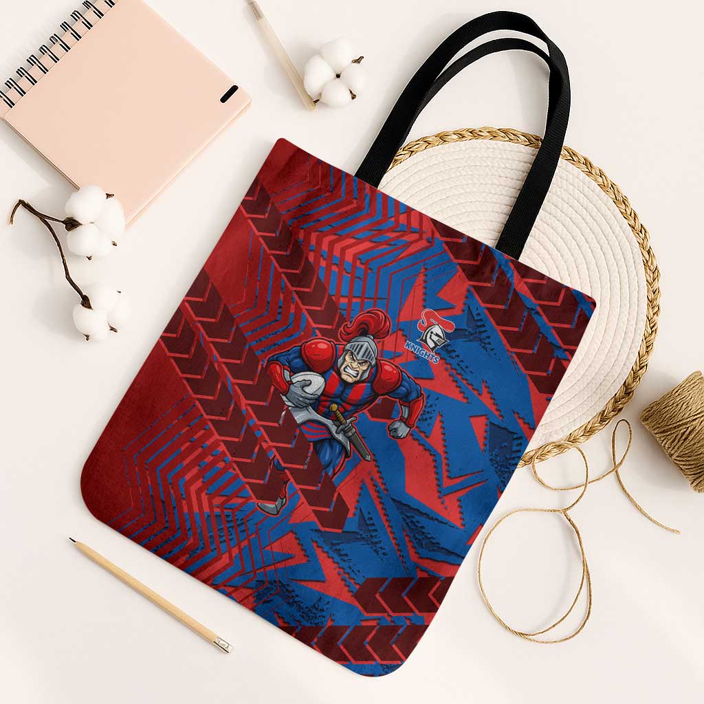 Newcastle Knights Rugby Tote Bag Fierce Mascot Geometric Tribal Art