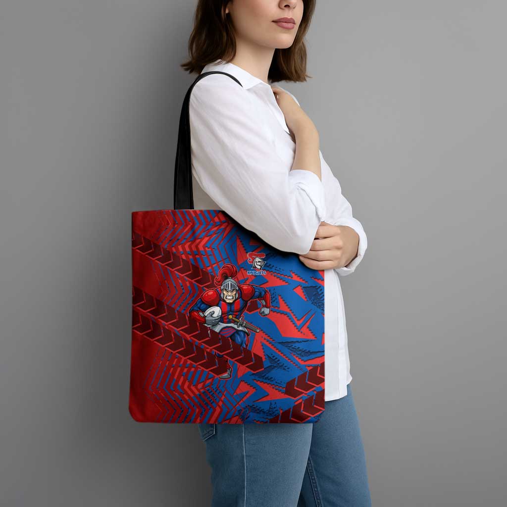 Newcastle Knights Rugby Tote Bag Fierce Mascot Geometric Tribal Art