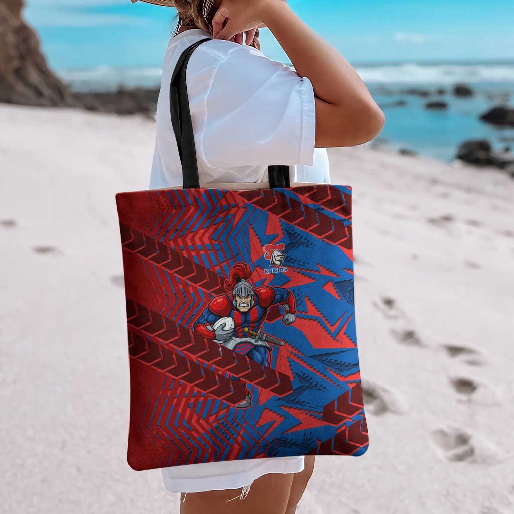 Newcastle Knights Rugby Tote Bag Fierce Mascot Geometric Tribal Art
