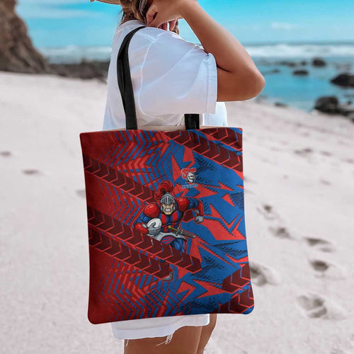 Newcastle Knights Rugby Tote Bag Fierce Mascot Geometric Tribal Art